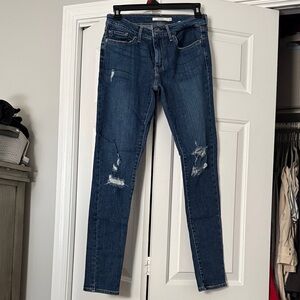 Stylish Distressed Blue Skinny Jeans